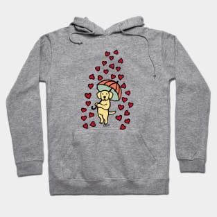 Yellow Labrador Cartoon and Rain of Hearts Hoodie